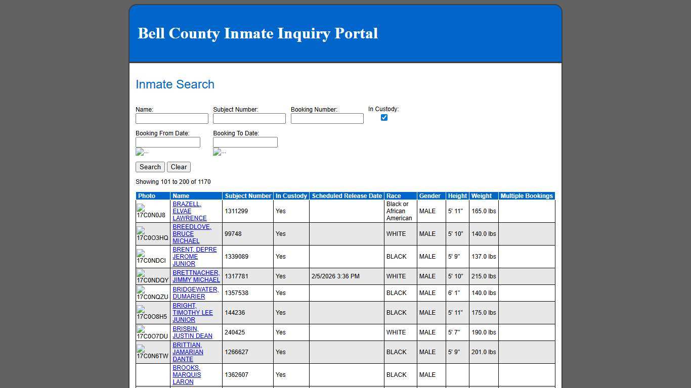 Inmate Search